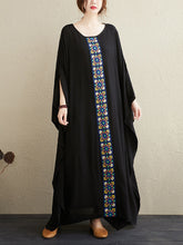 Vintage Applique Round-Neck Dress